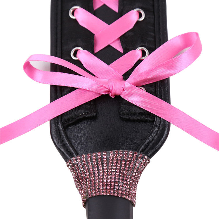 Pink Exquisite Leather Spanking Paddle with Lace Details