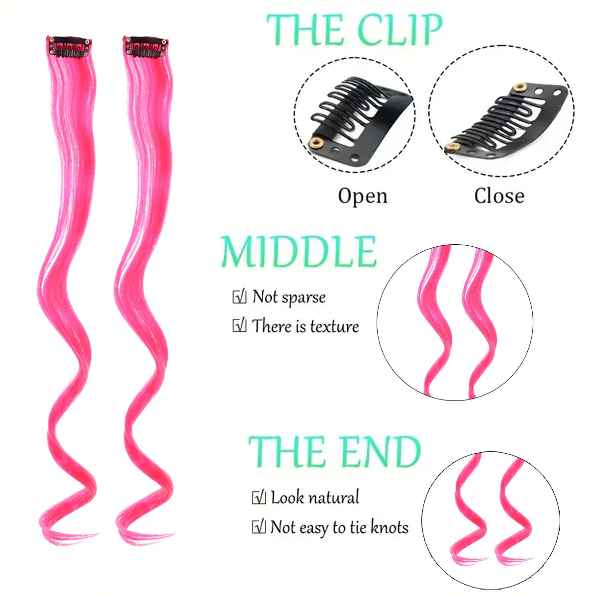 Rainbow Synthetic Hair Extensions Clip In-1