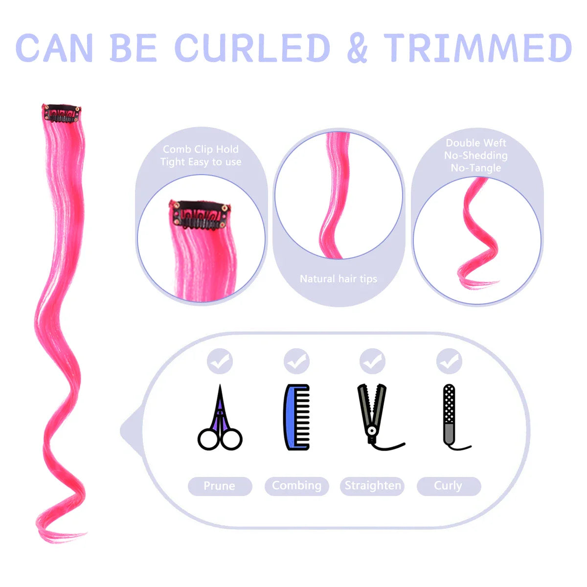 Rainbow Synthetic Hair Extensions Clip In-2