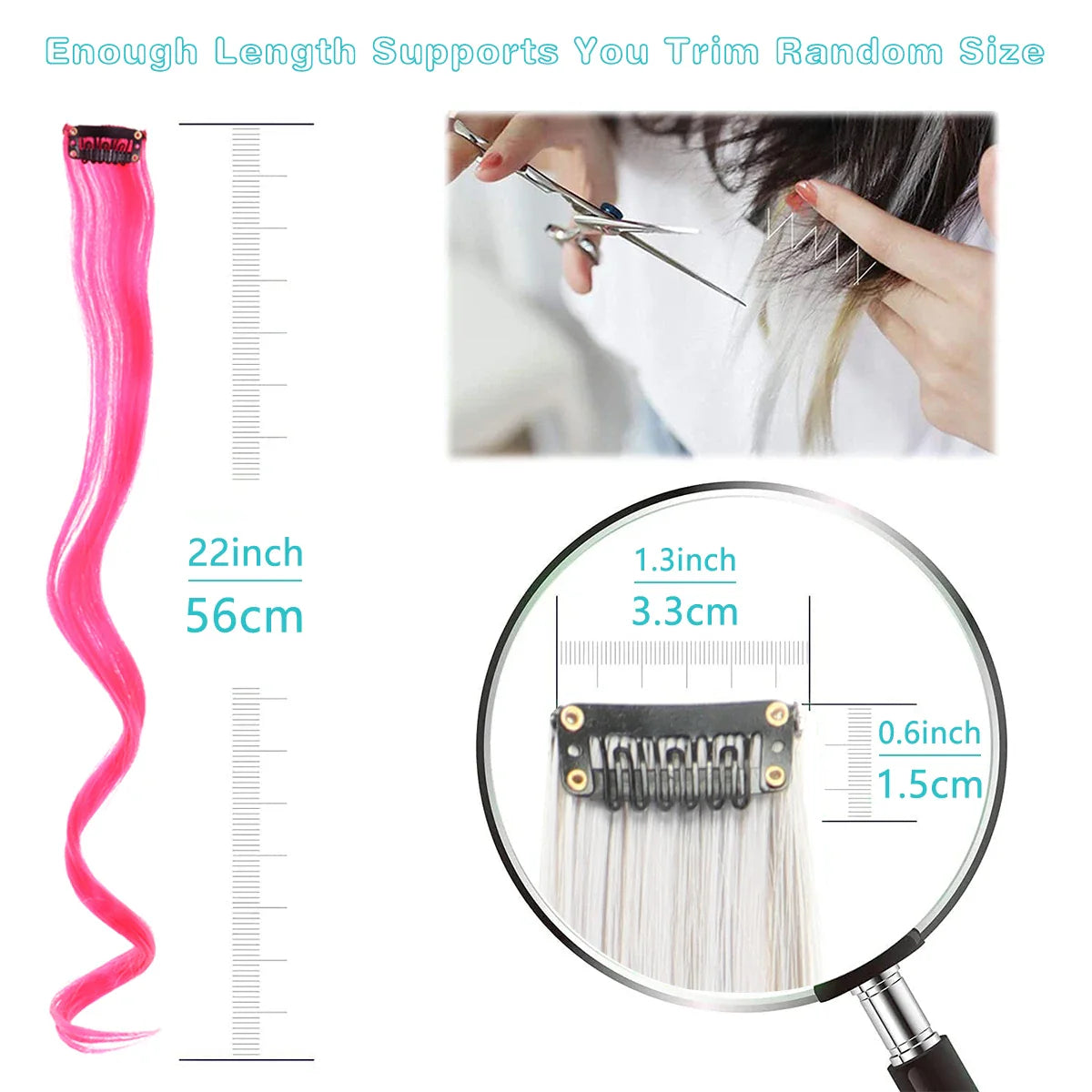 Rainbow Synthetic Hair Extensions Clip In-3