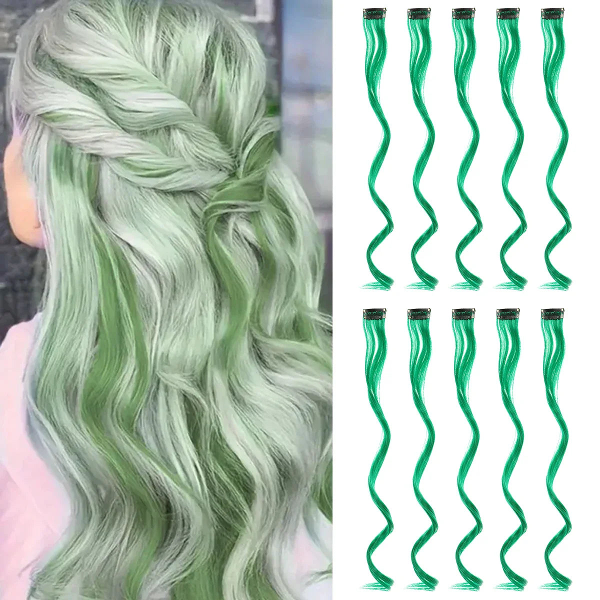 Rainbow Synthetic Hair Extensions Clip In-11