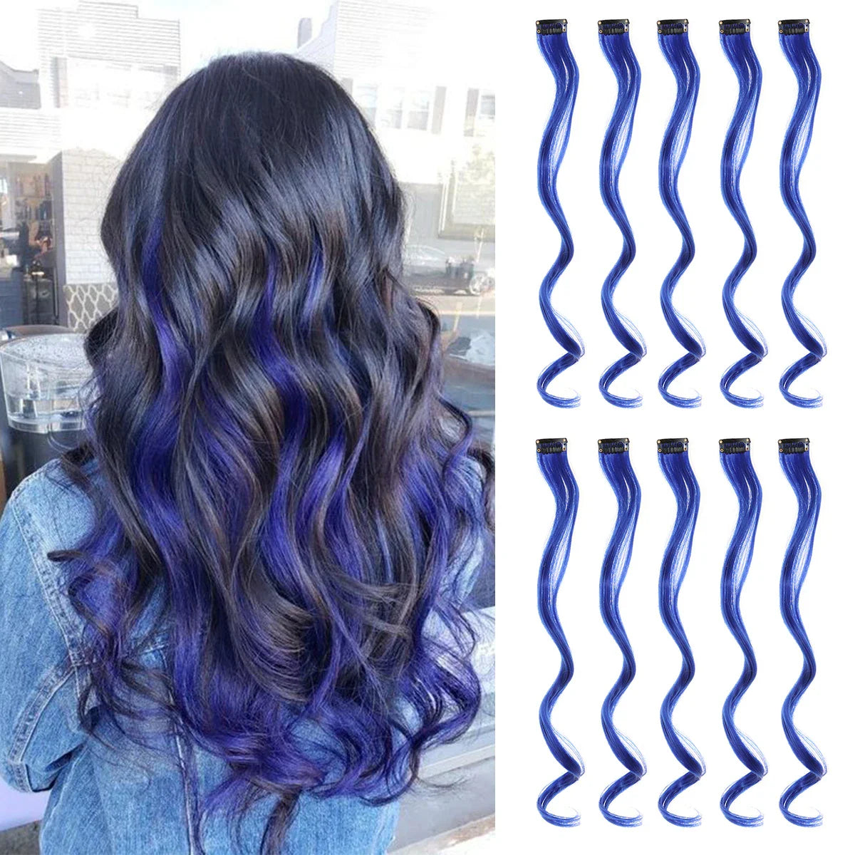 Rainbow Synthetic Hair Extensions Clip In-12