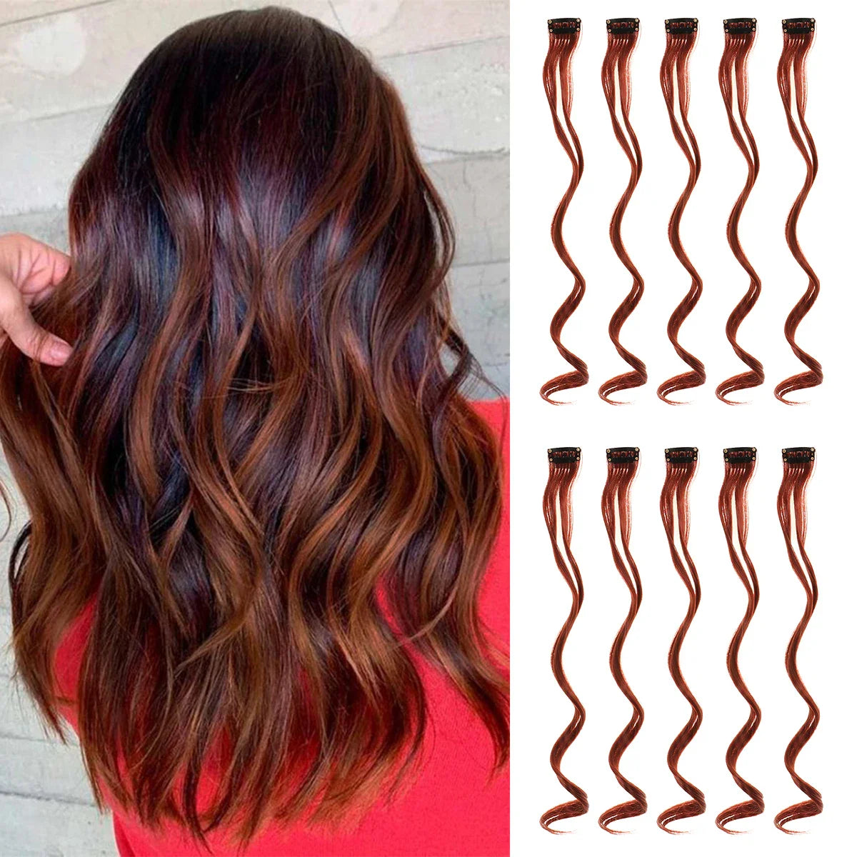 Rainbow Synthetic Hair Extensions Clip In-6