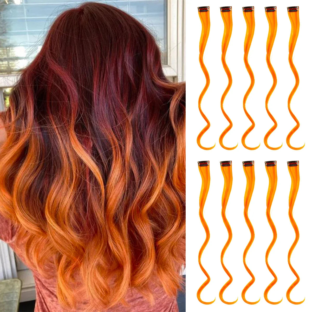 Rainbow Synthetic Hair Extensions Clip In-10