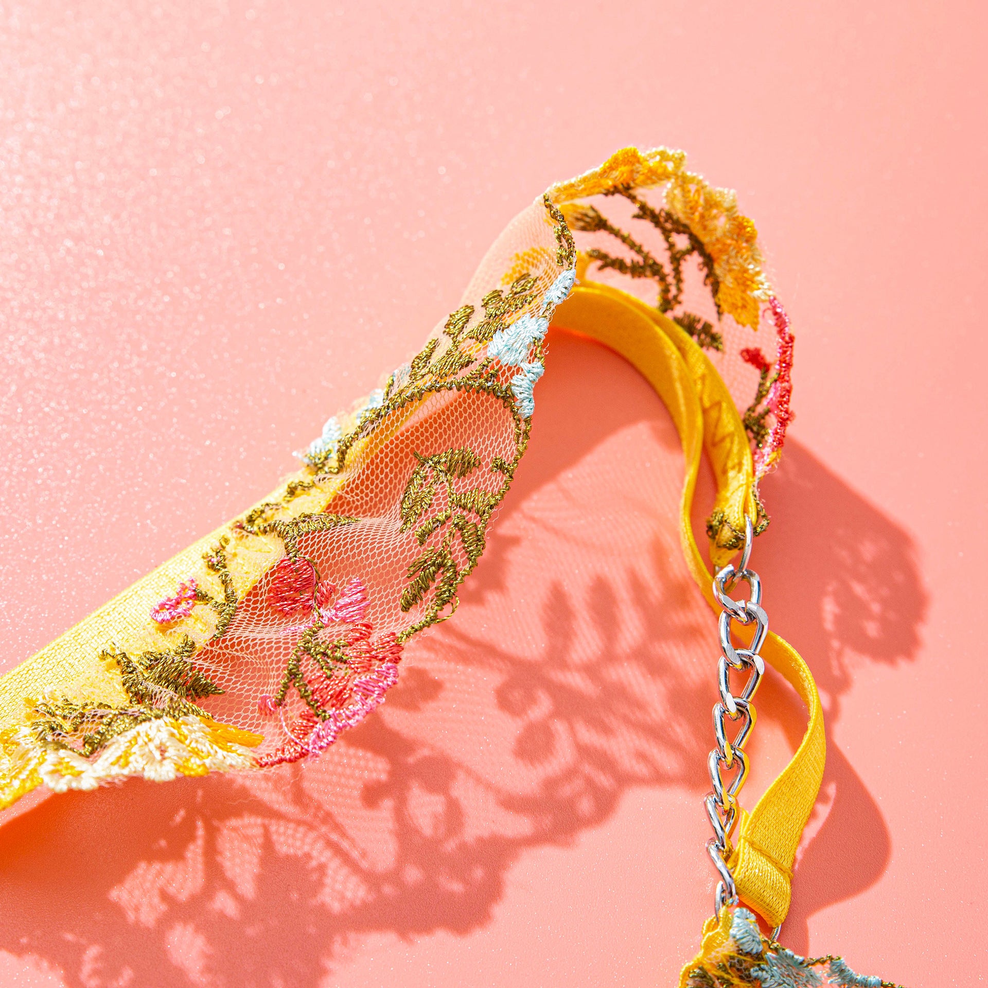 Sunburst Floral Embroidered Lace Corset Set Over View