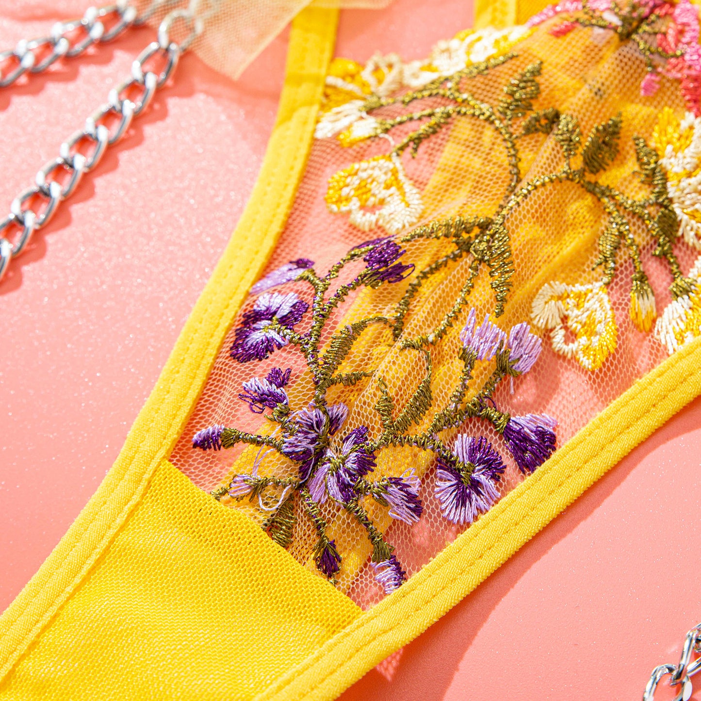 Wholesale Sunburst Floral Embroidered Lace Corset Set-10