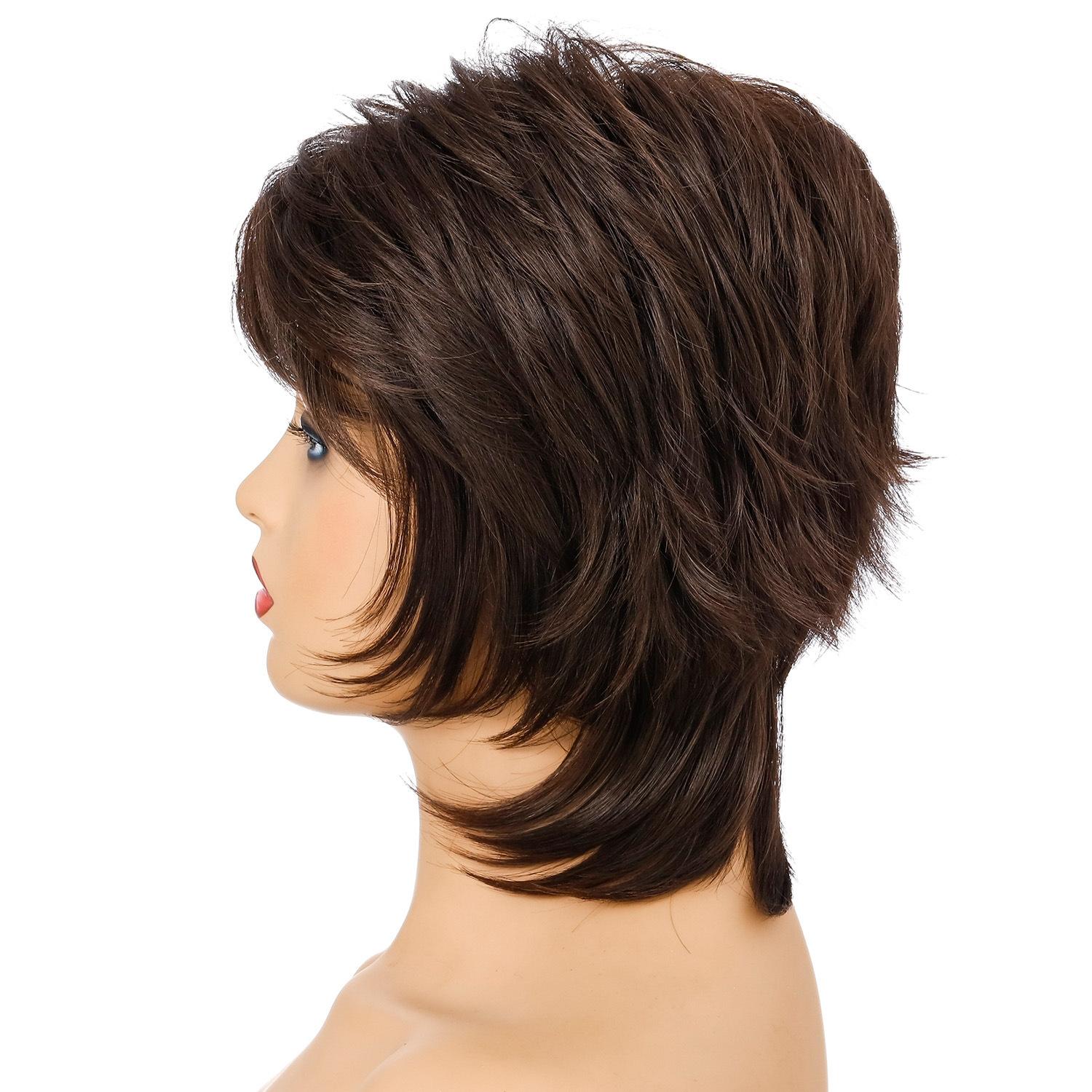 NNEIDS Women Short Hair Wig With Full Bangs-2