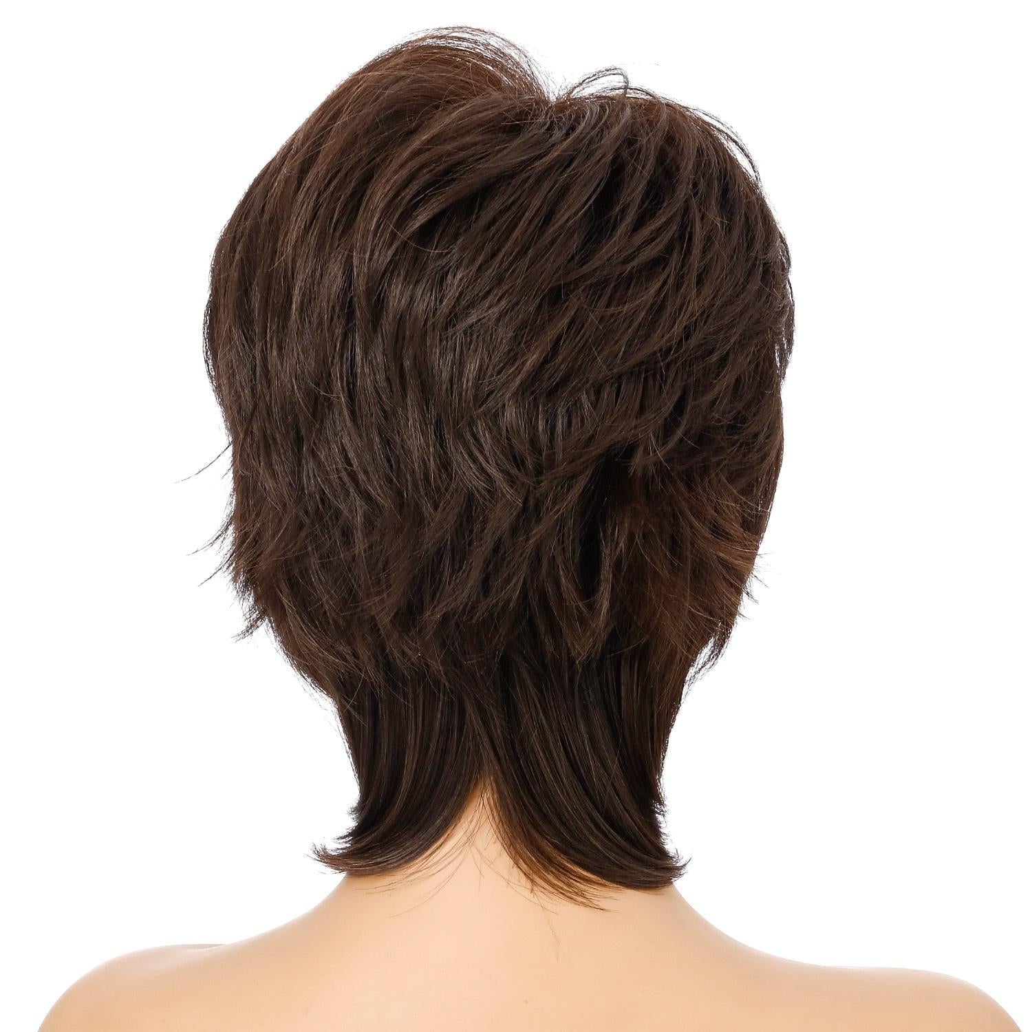 NNEIDS Women Short Hair Wig With Full Bangs-3