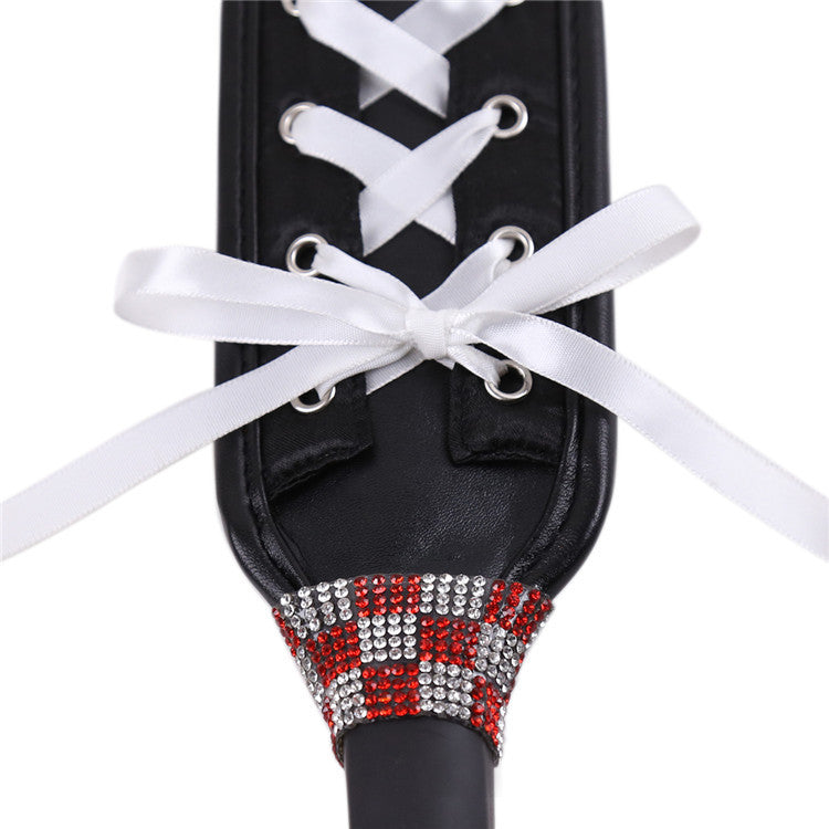 White Exquisite Leather Spanking Paddle with Lace Details