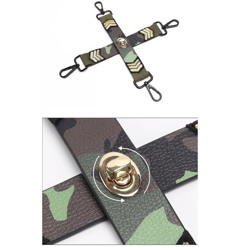 Wholesale Camouflage Bondage Equipment for Army Cosplay cross bukle details