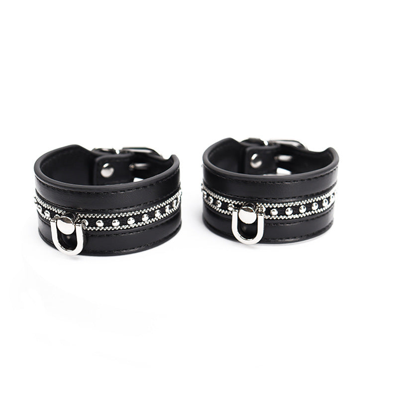 Wholesale Inlaid Bead Chain Bondage Equipment Set in PU Leather-7