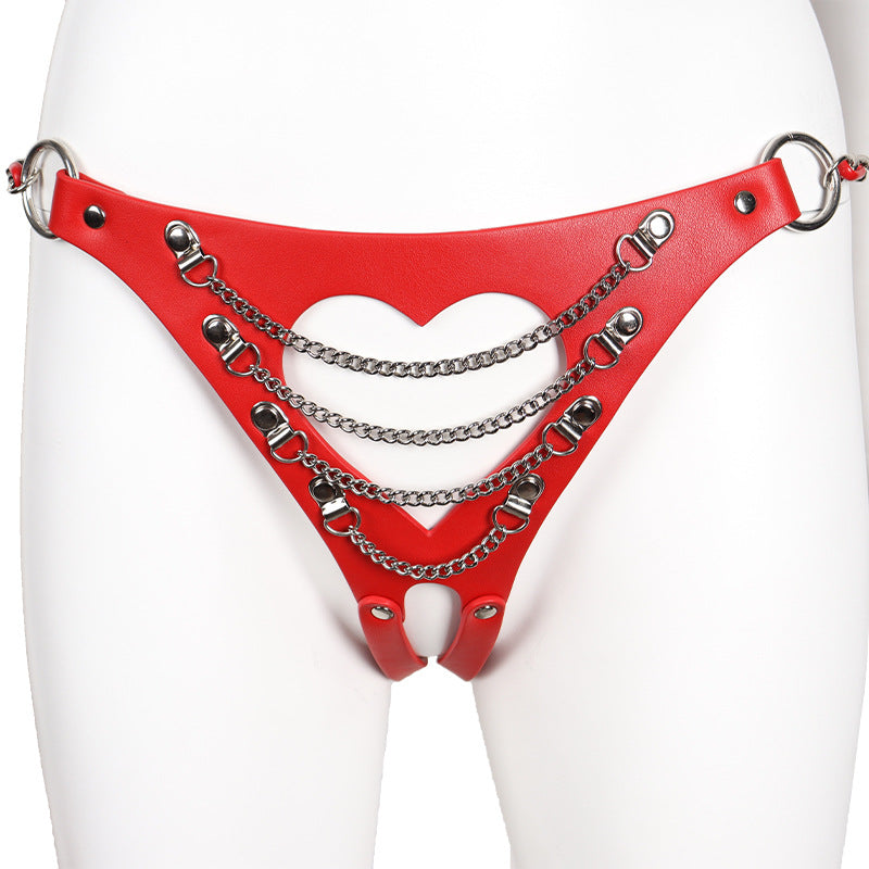 Wholesale Kinky Leather Wear Bondage Bra and Panty Set Panty Details
