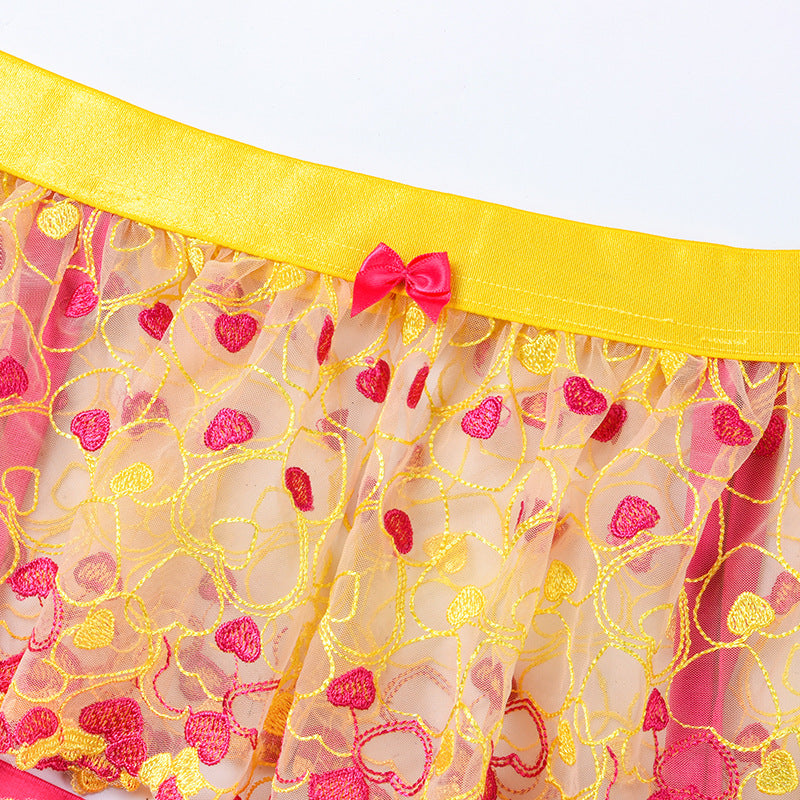 Wholesale Lace and Eyelash Bra and Panty Set with Love Embroidery-9