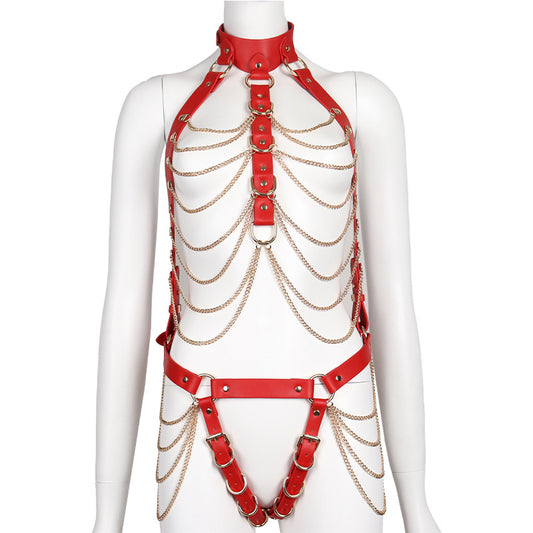 Wholesale Leather Bondage Sexy Outfit in Chain Style