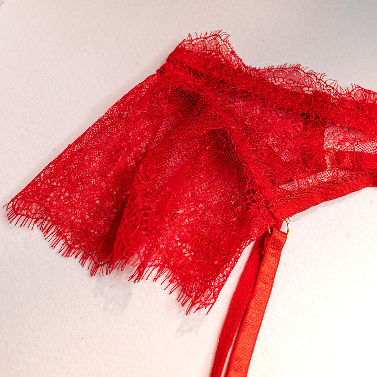 Wholesale Red Sexy Lace Bra and Panties Set with Feather Details52