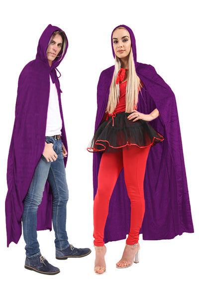 Unisex Purple Velvet Hooded Cape-0