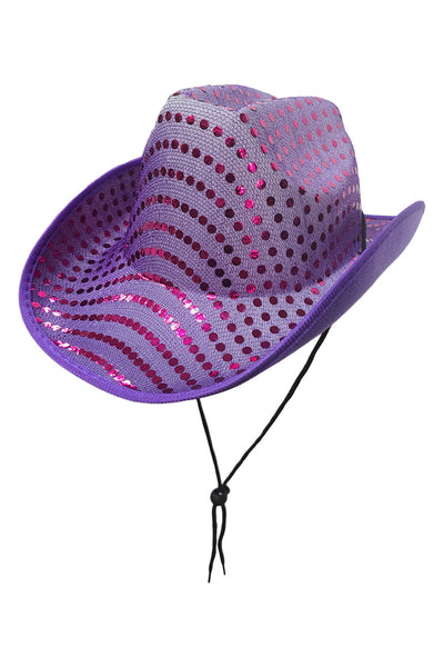 Wickedfun Purple Sequin Cowboy Hat-0